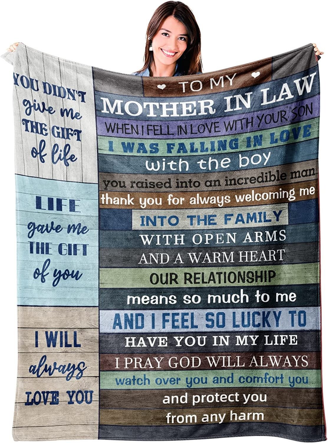 Customized Mother In Law Throw Blanket, Mother in-Law Gifts from Daughter in-Law Birthday Gift