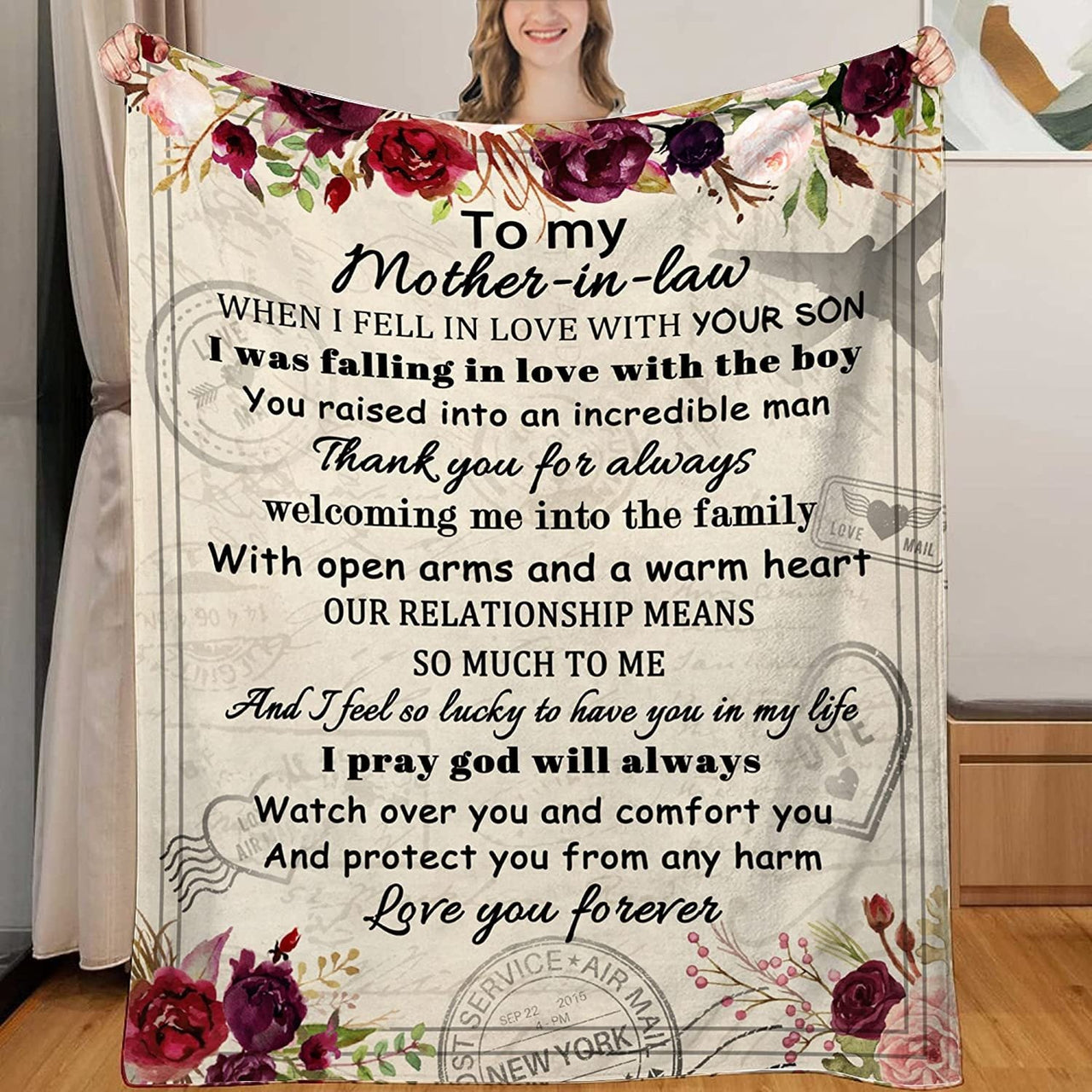 Customized Mother In Law Throw Blanket, Mother in-Law Gifts from Daughter in-Law Birthday Gift
