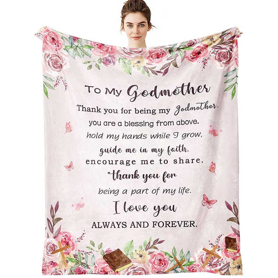 Godmother Blanket for Mother's Day, Gift from Goddaughter Godson Birthday Gift for Godmother