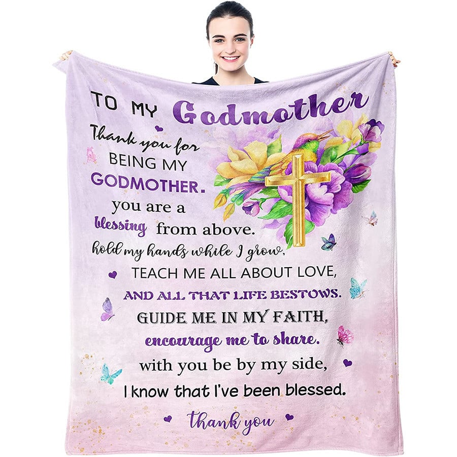 Flannel To My Godmother from Godchild Christian Gifts Proposal Gift Bed Fleece Blanket