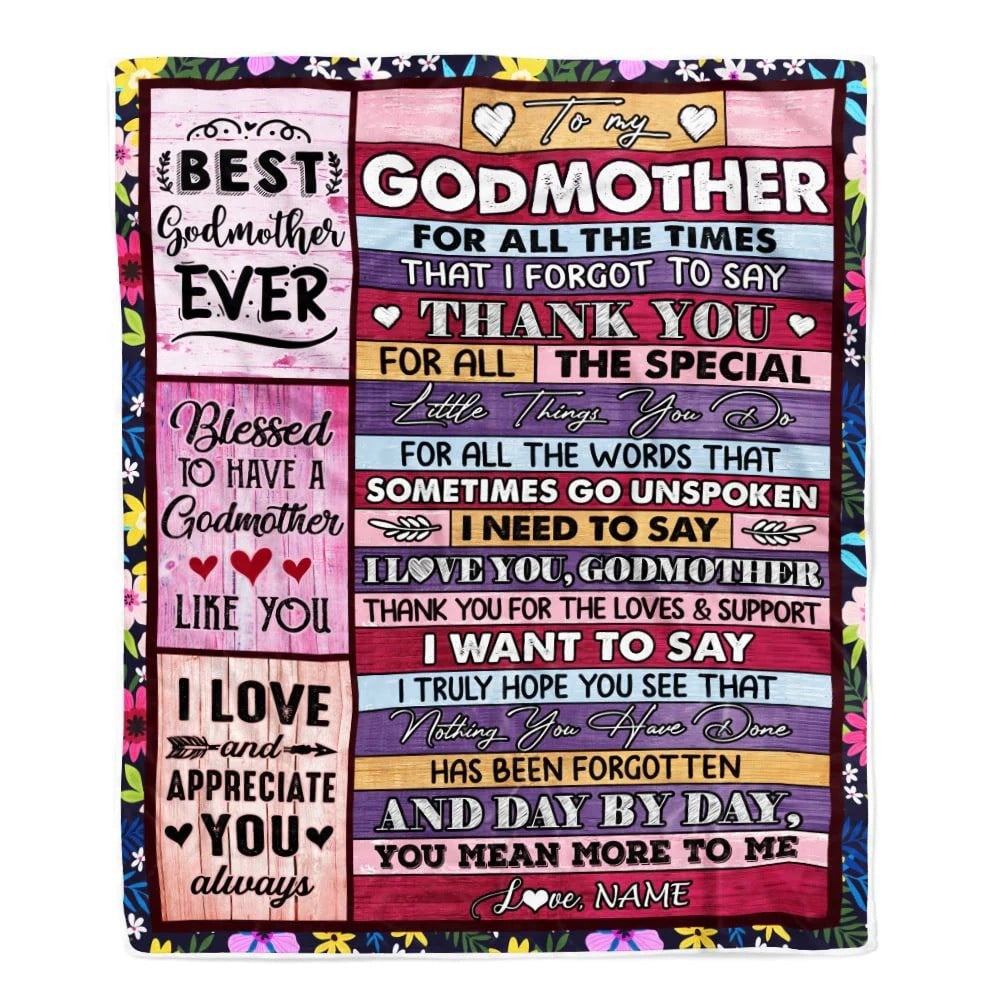 Personalized Godmother Blanket From Niece Nephew Customized Bed Fleece Throw Blanket
