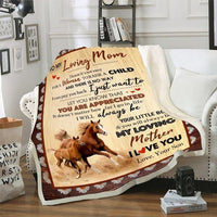 Thumbnail for Horse Mom Blanket, Gift from Son, To My Loving Mom I Know It's Not Easy For A Woman Horse Fleece Blanket