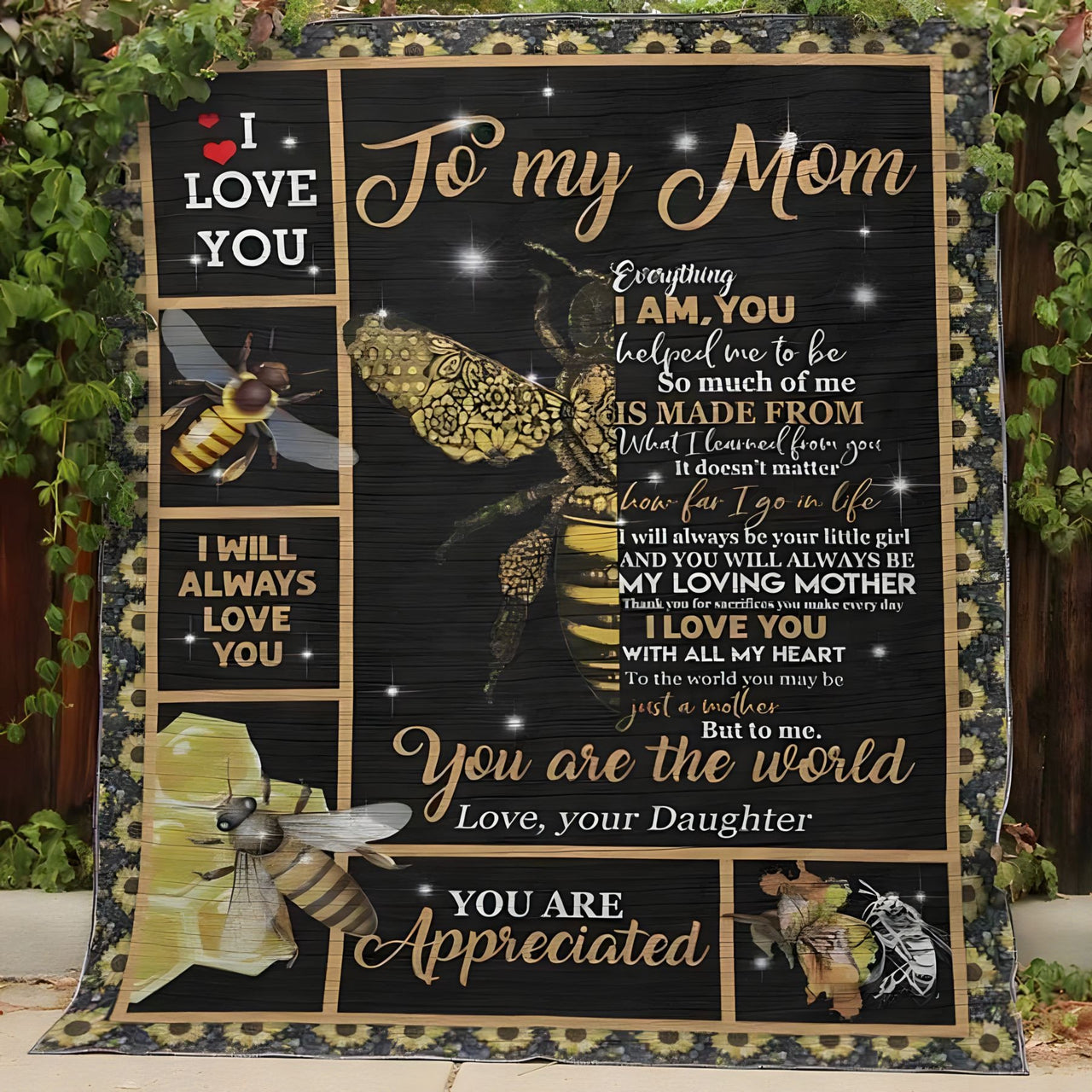 Bee Mom Blanket, You are the world Mom and Daughter Blanket o My Mom You