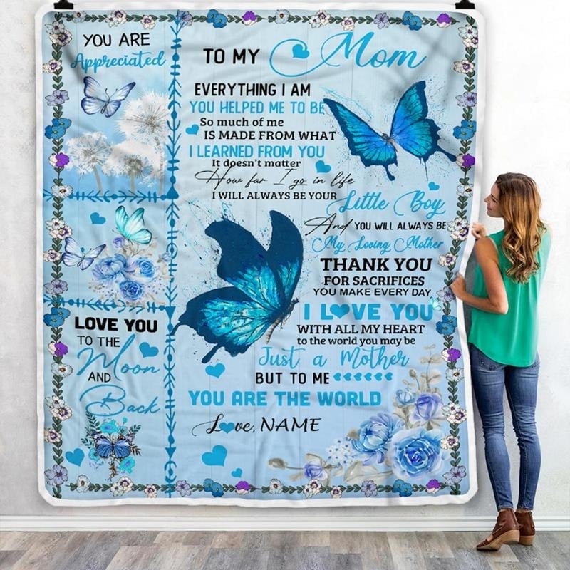 Butterfly and Rose Mom Blanket, You Have Taught Me Everything Gift from Daughter Throw Blanket