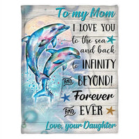 Thumbnail for Funny Dolphin Mom Blanket, I love you to the sea and back Dolphin Throw Blanket