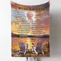 Thumbnail for Memorial Gift for Loss of Mother, Sympathy Gift Custom Mom Photo As I sit in Heaven Memorial Blanket