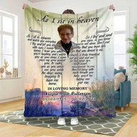 Thumbnail for Custom Photo Loss of Mother Memorial Blanket, Retro Grassland As I sit in heaven Blanket
