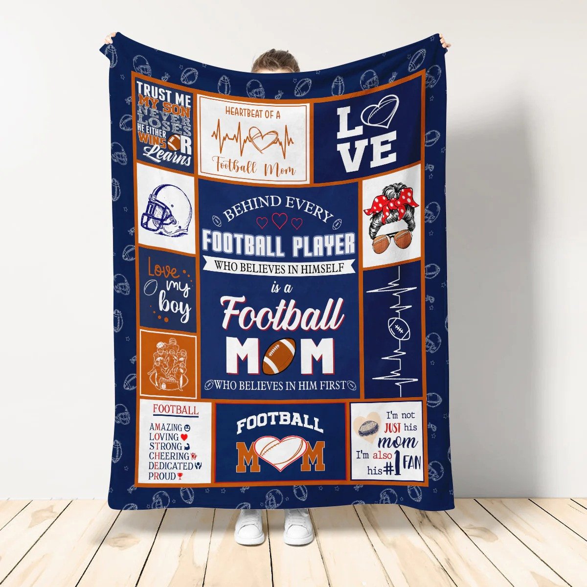 Football Mom Blanket, Behind Every Football Player Who Believes In Himself Is A Football Mom