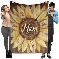 Thumbnail for Personalized Sunflowers Mom's Garden, Grandma's Garden Throw Blanket with Kid Names for Mother