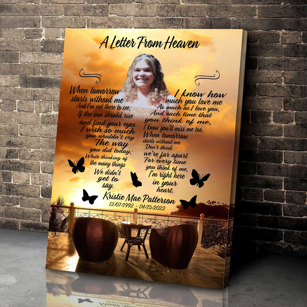 Personalized Sunset Memorial Gift for Mom, Custom Photo Mother Memorial Wall Art Canvas
