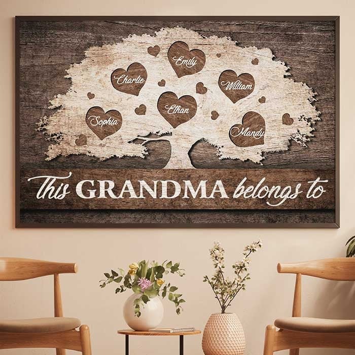 This Grandma Belongs To These Kids - Personalized Horizontal Canvas Prints, Gift for Mom
