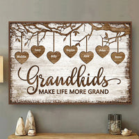 Thumbnail for Grandkids Make Life Grand - Personalized Horizontal Canvas Prints, Tree Hears Art Kid Names Gift for Mom