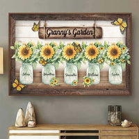 Thumbnail for Grandma's Garden - Personalized Horizontal Canvas Prints, Custom Names Mom and Kids Sunflower Jar Wall Art