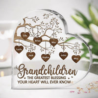 Thumbnail for Grandkids Make Life More Grand - Family Personalized Custom Heart Shaped Acrylic Plaque Gift for Grandma, Heart Tree Grandkids Name Sign