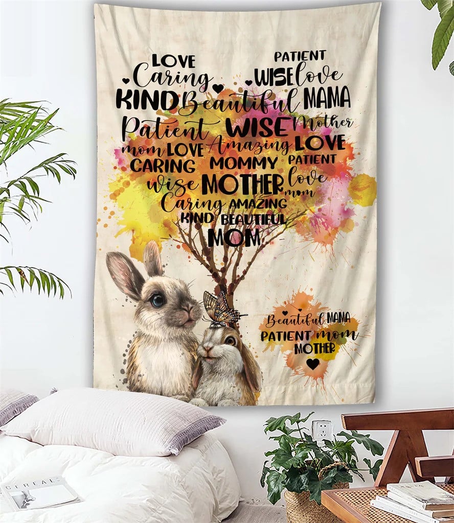 Personalized Rabbit To my Mom Throw Blanket, Best Gift for Mom Fleece and Sherpa Blanket