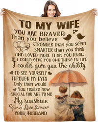 Thumbnail for Couple Side by Side River To My Wife Watercolor Throw Blanket, You are my sunshine Fleece Blanket
