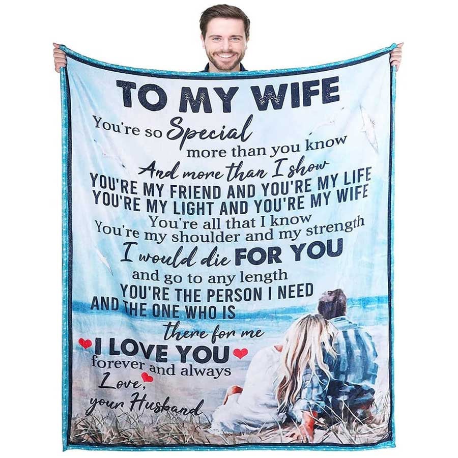 Personalized Umbrella Couple Blanket, To my Wife Throw Blanket, You are my sunshine Wedding Anniversary Gift