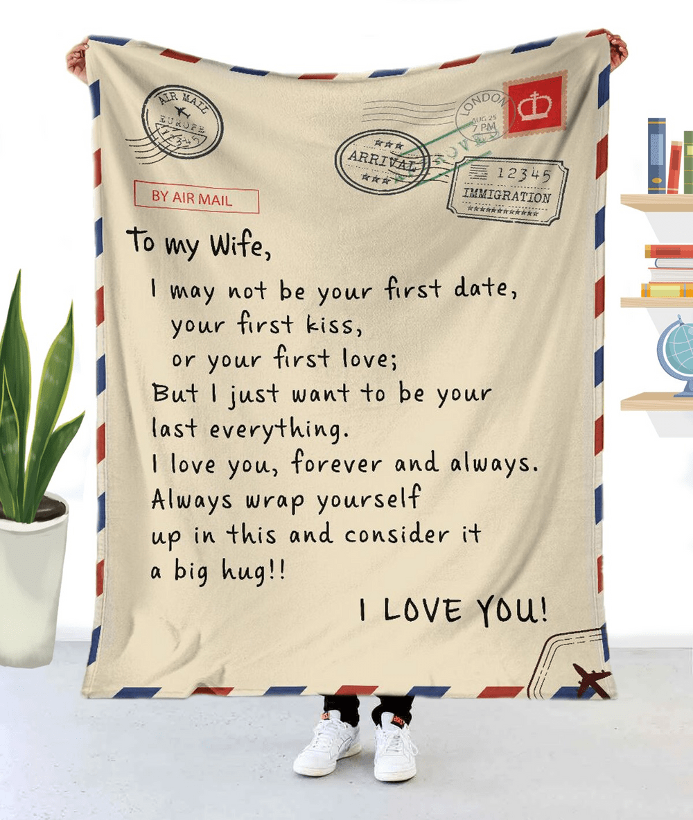 Personalized Letter Air Mail To My Wife Throw Blanket, Old Husband and Old Wife Blanket, I Can't Live With You