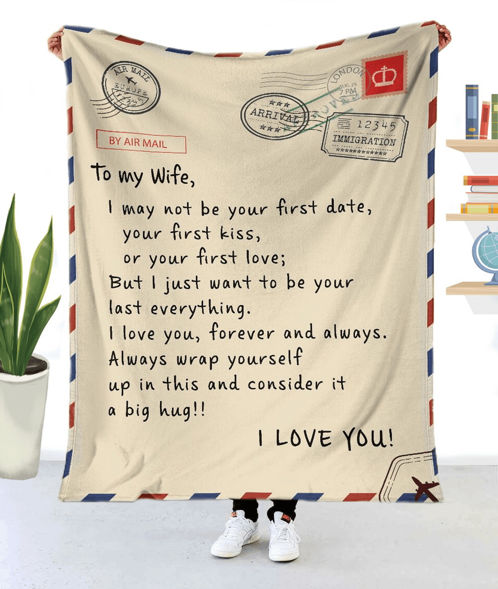 Personalized Vintage Letter Mail Husband and Wife Throw Blanket, Gift from Husband Fleece Blanket