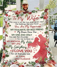 Thumbnail for Customized To My Wife Floral Throw Blanket from Husband, You are my Happiness Fleece Blanket