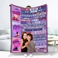 Thumbnail for Custom Photo To My Mom Throw Blanket, Gift from Daughter and Son Mom Fleece Blanket, Mom Birthday Gift