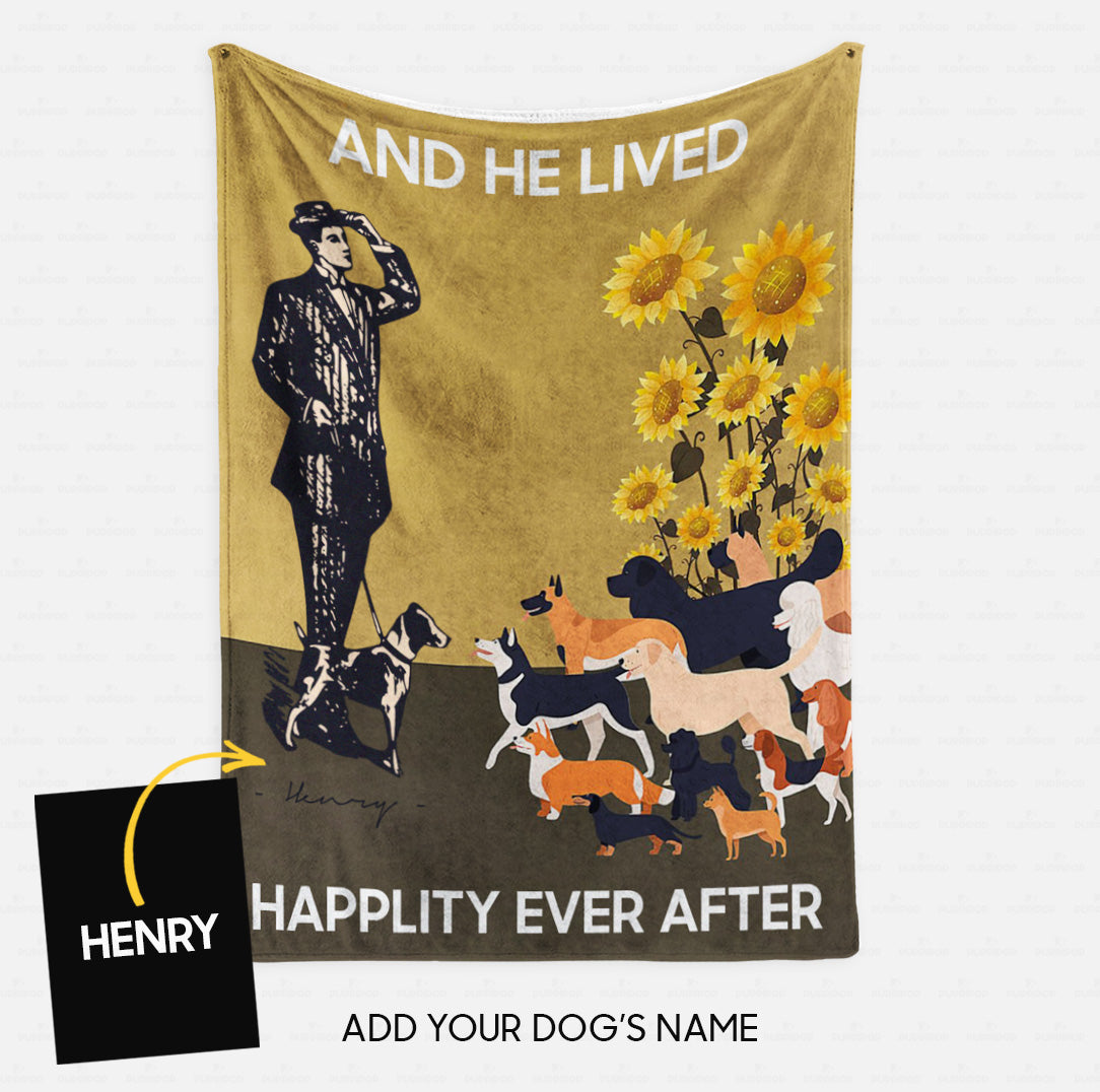 Custom Dog Blanket - Personalized He Lived Happily Ever After Gift For Dad - Fleece Blanket