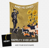 Thumbnail for Custom Dog Blanket - Personalized He Lived Happily Ever After Gift For Dad - Fleece Blanket
