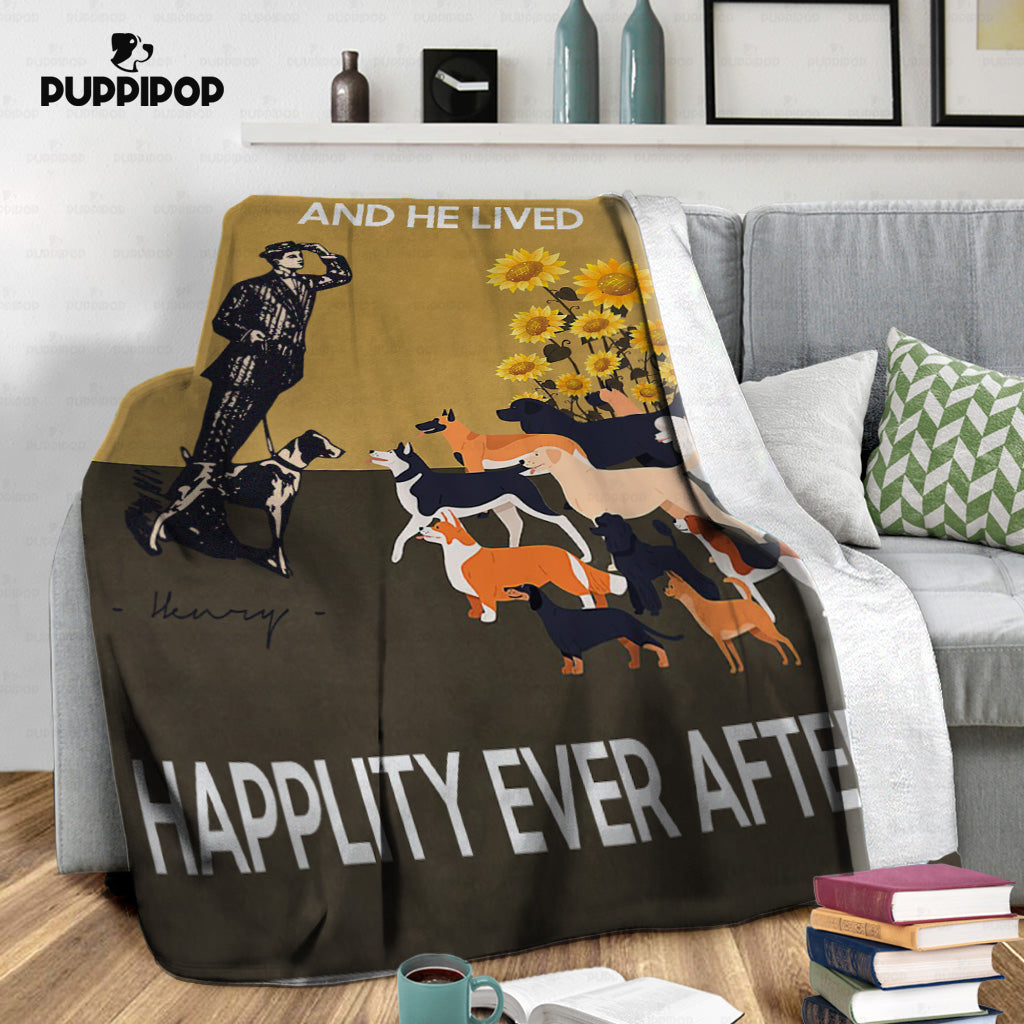 Custom Dog Blanket - Personalized He Lived Happily Ever After Gift For Dad - Fleece Blanket