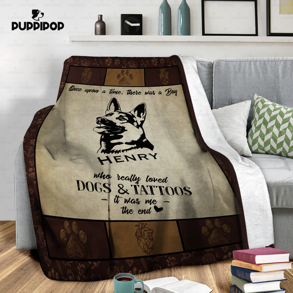 Personalized Dog Gift Idea - Dogs And Tattoos For Dog Dad - Fleece Blanket