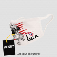 Thumbnail for Personalized Dog Gift Idea - Pug Love USA For Dog Lovers - Cloth Mask