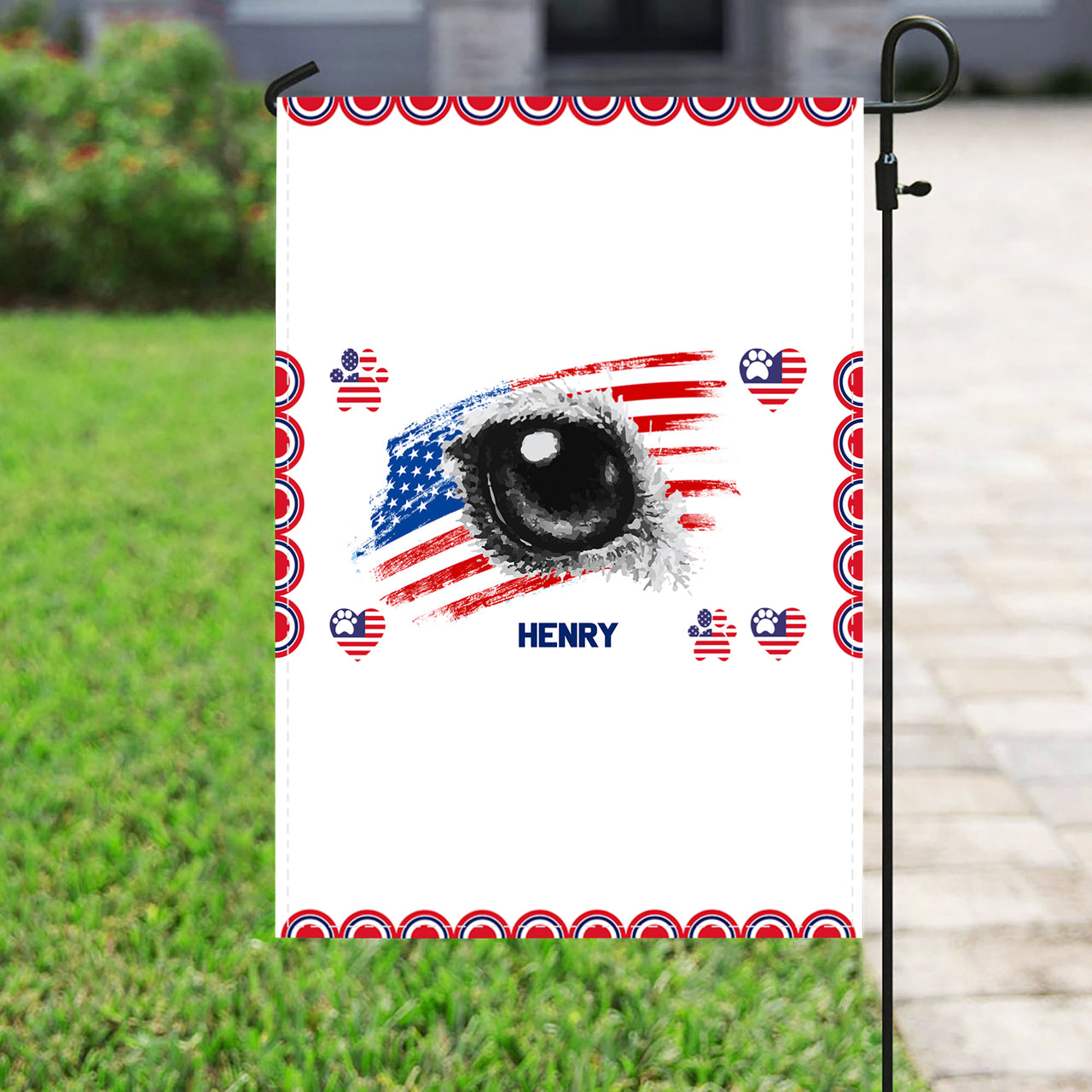 Personalized Dog Flag Gift Idea - America With One Dog Eye For Dog Lovers - Garden Flag