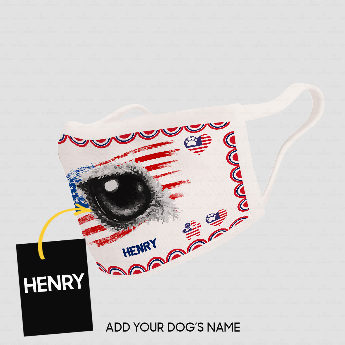 Personalized Dog Gift Idea - America Flag With Dog Eye For Dog Lovers - Cloth Mask