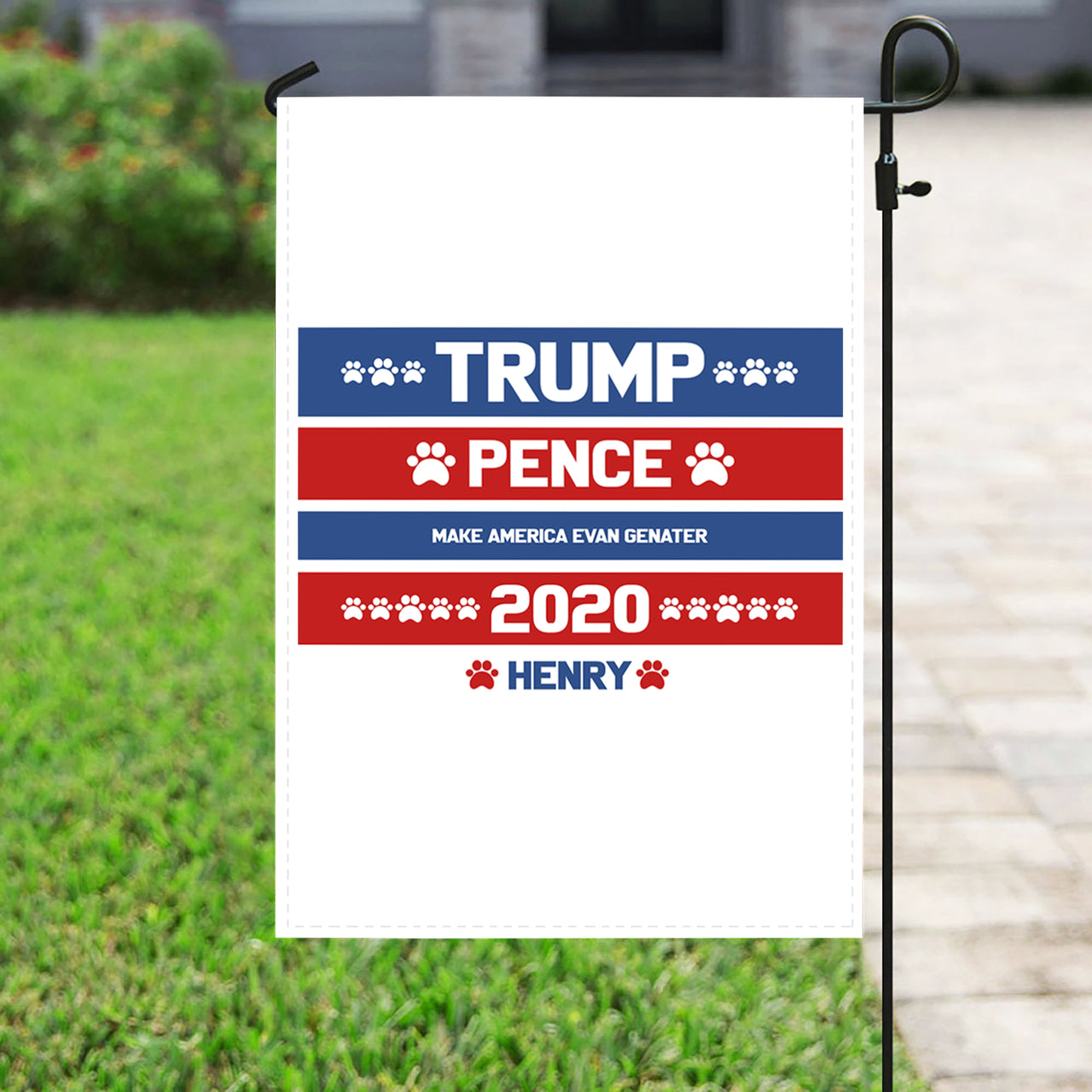 Personalized Dog Flag Gift Idea - Trump Pence Make America Evan Genater For Dog Lovers - Garden Flag