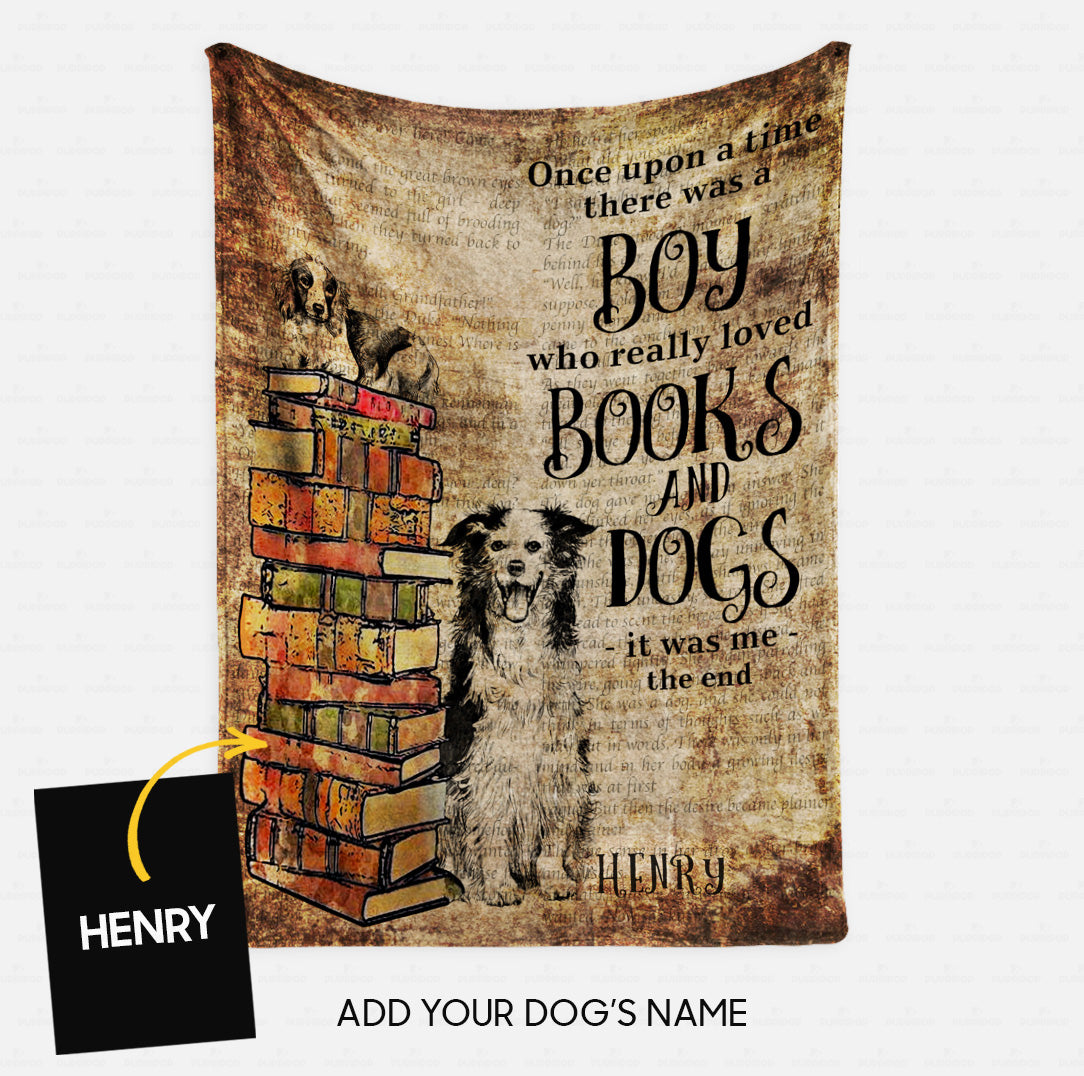 Custom Dog Blanket - Personalized Boys Who Love Books And Dogs Gift For Dad - Fleece Blanket