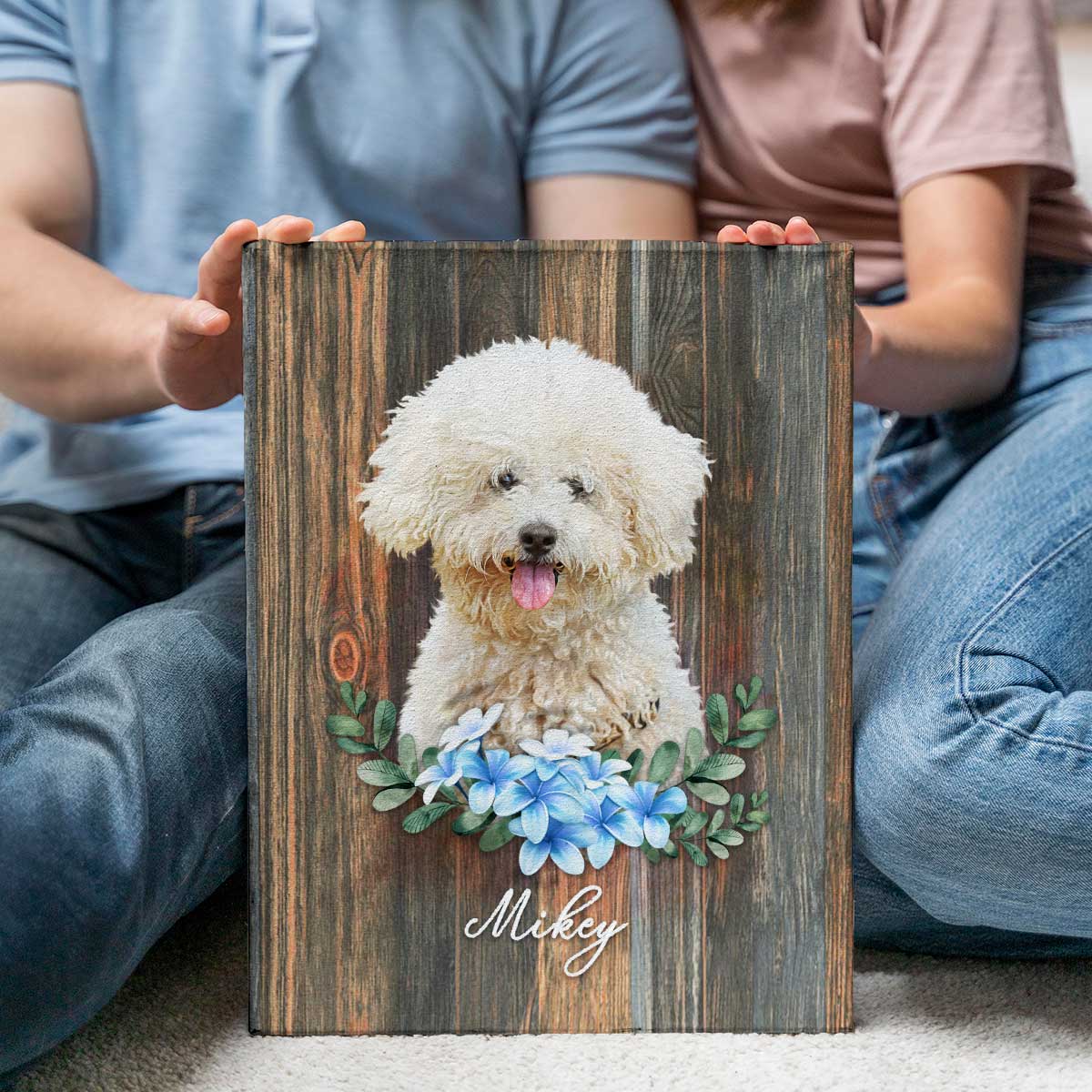 Pet Portrait Painting, Custom Gifts For Dog Owners, Cute Dog Portrait with Flowers - Best Personalized Gifts for Everyone
