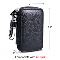Thumbnail for Car Key Cover, Custom For Your Cars, Genuine Leather Car Smart Key Chain Coin Holder Metal Hook and Keyring Wallet Zipper Bag, Car Accessories CH13989