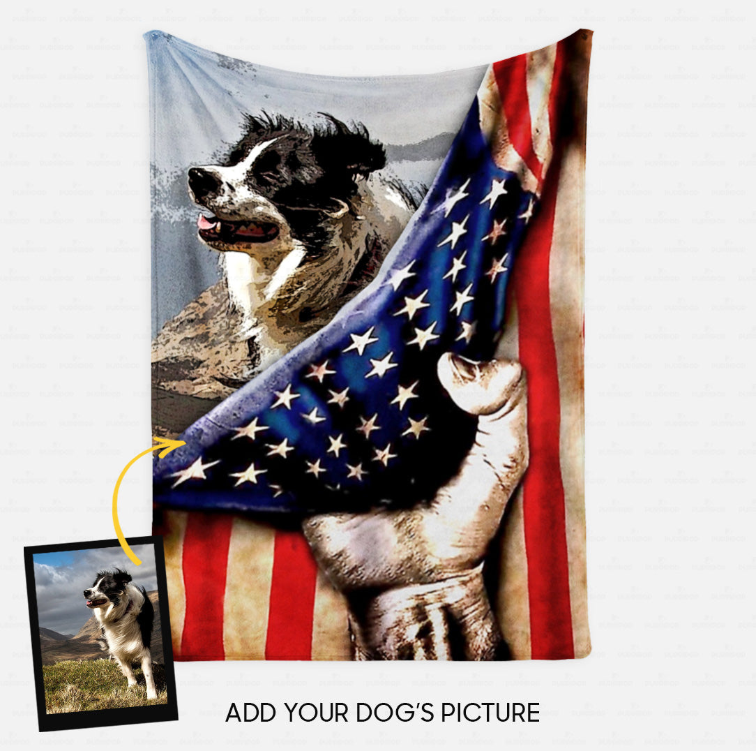 Custom Dog Blanket - Personalized American Flag Dog Gift For Dad - Fleece Blanket