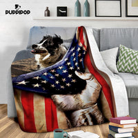 Thumbnail for Custom Dog Blanket - Personalized American Flag Dog Gift For Dad - Fleece Blanket