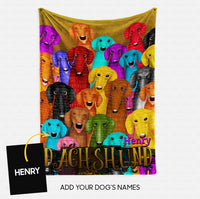 Thumbnail for Custom Dog Blanket - Personalized Colorful Dachshund Gift For Dad - Fleece Blanket