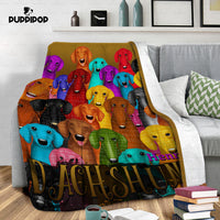 Thumbnail for Custom Dog Blanket - Personalized Colorful Dachshund Gift For Dad - Fleece Blanket