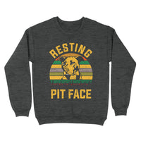 Thumbnail for Retro Gift For Dad Dog - Pitbull Resting Pit Face - Standard Crew Neck Sweatshirt
