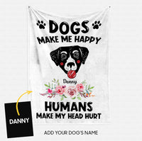 Thumbnail for Personalized Dog Gift Idea - Labrador Makes Me Happy Gift For Dog Lovers  - Fleece Blanket