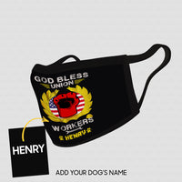 Thumbnail for Personalized Dog Mask Gift Idea - God Bless Workers Union For Dog Lovers - Cloth Mask