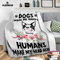 Thumbnail for Custom Dog Blanket - Personalized Boston Dog Makes Me Happy Gift For Dad - Fleece Blanket