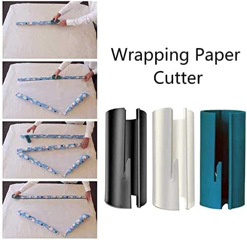 3Pack-Christmas Wrapping Paper Cutter Tool Tube, Kraft Paper roll Slitter Cutter, Storage Rack and Dispenser with Embedded Blade, Round Lip, Safer and Easier Cutting