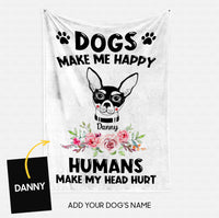 Thumbnail for Personalized Dog Gift Idea - Chihuahua Makes Me Happy Gift For Dad - Fleece Blanket