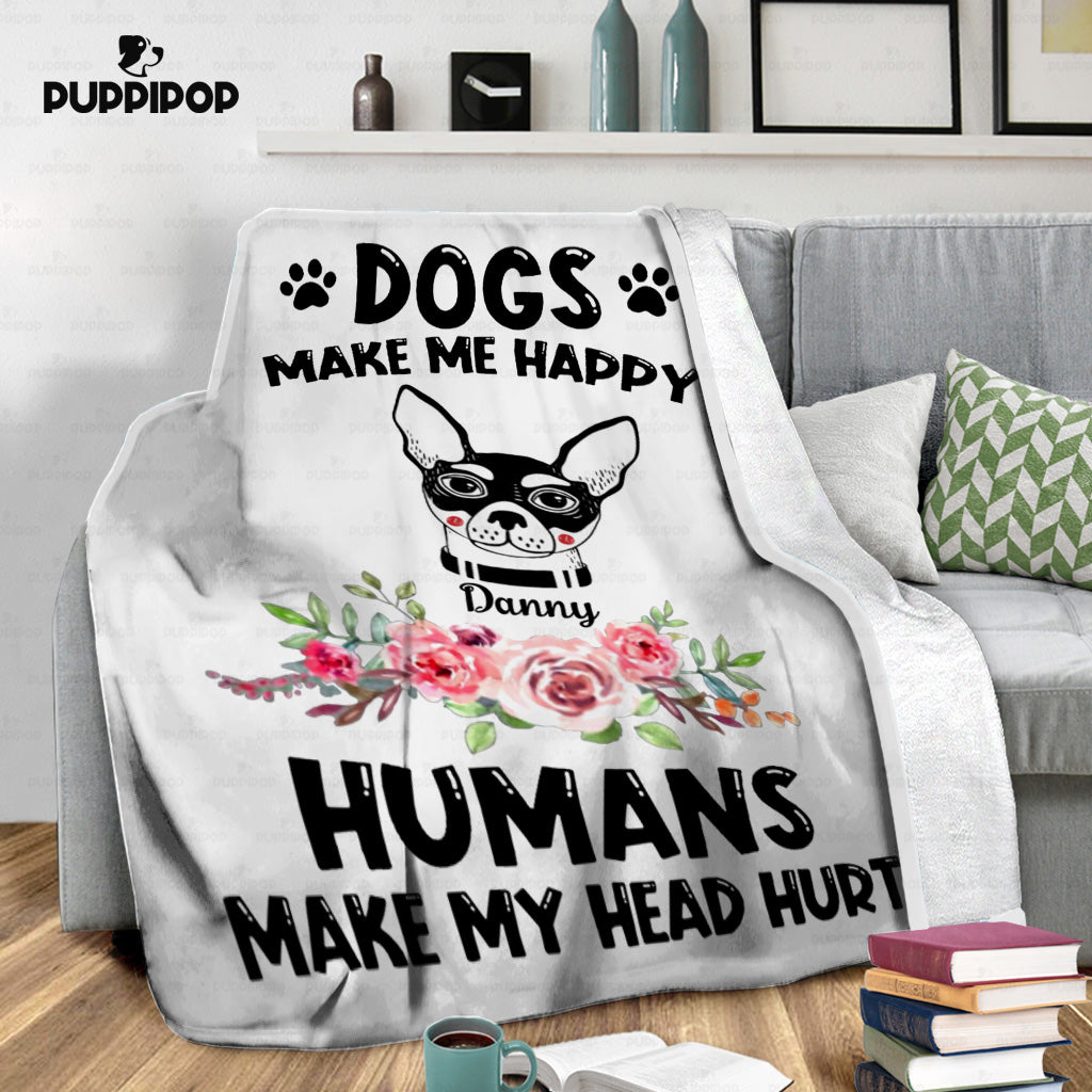 Personalized Dog Gift Idea - Chihuahua Makes Me Happy Gift For Dad - Fleece Blanket