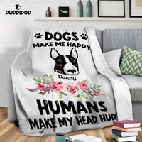 Thumbnail for Custom Dog Blanket - Personalized Bull Terrier Makes Me Happy Gift For Dad - Fleece Blanket