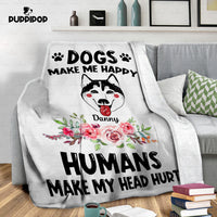 Thumbnail for Personalized Dog Gift Idea - Husky Dogs Make Me Happy For Dog Lovers - Fleece Blanket