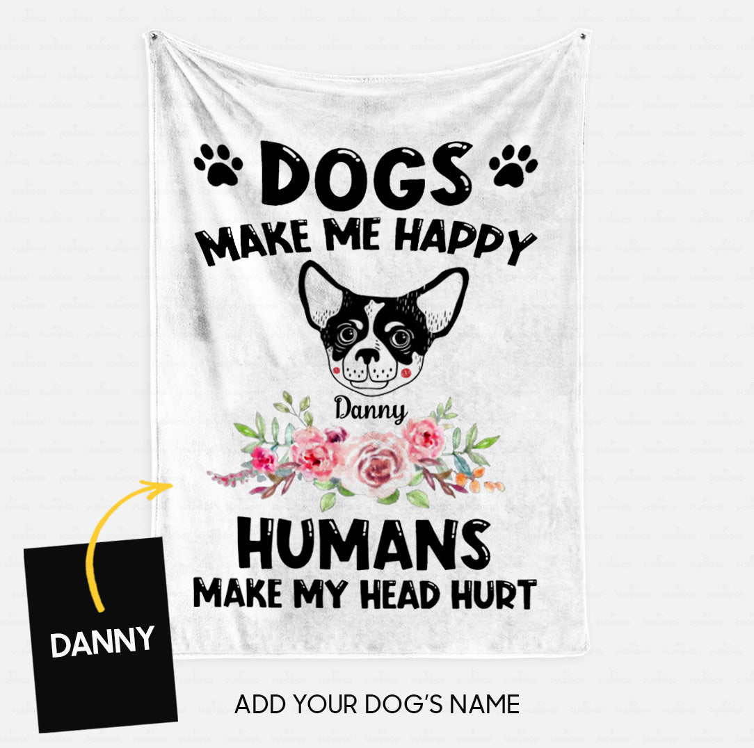 Personalized Dog Gift Idea - French Bull Makes Me Happy For Dog Dad - Fleece Blanket